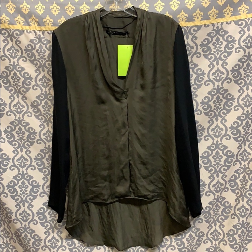 Hi low polyester and silk tunic